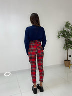 Pantalone con bottoni scozzese