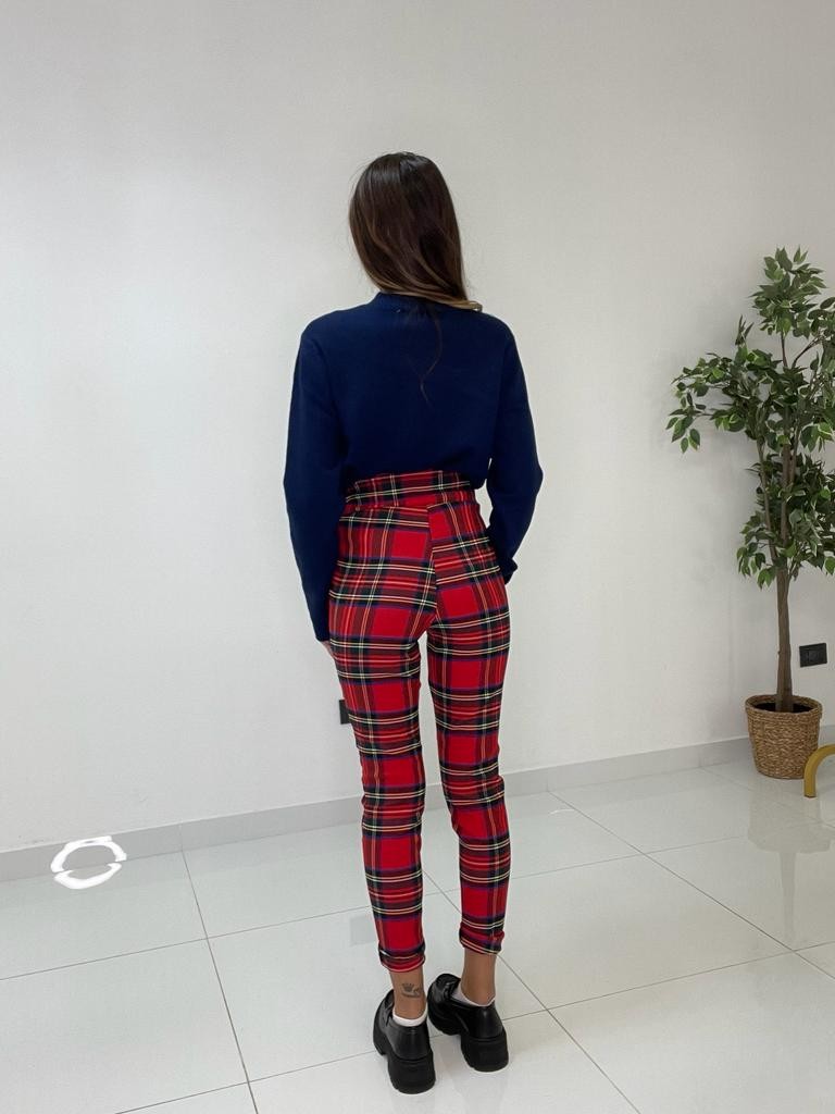 Pantalone con bottoni scozzese