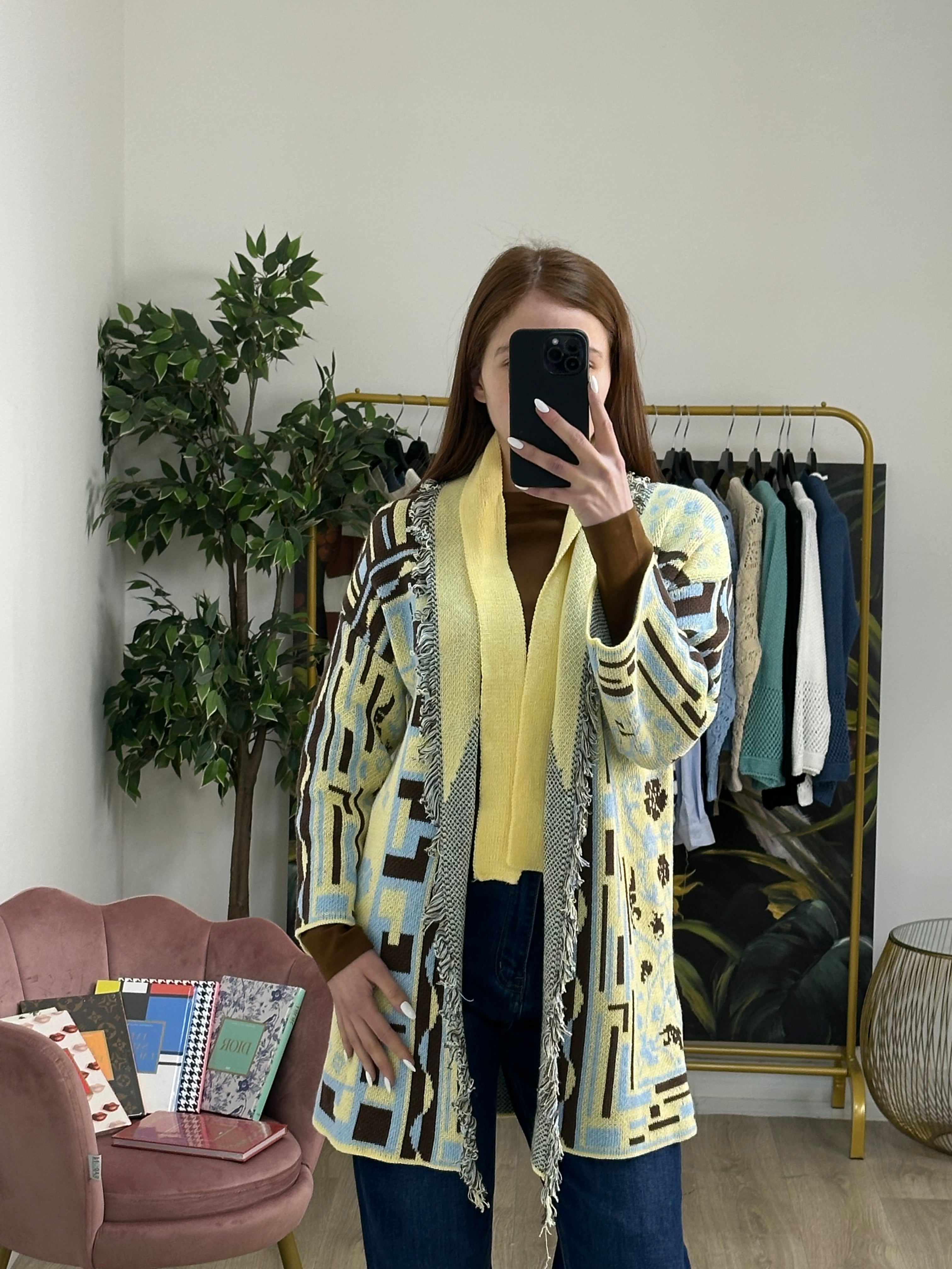 Cardigan Jacquard Etnico
