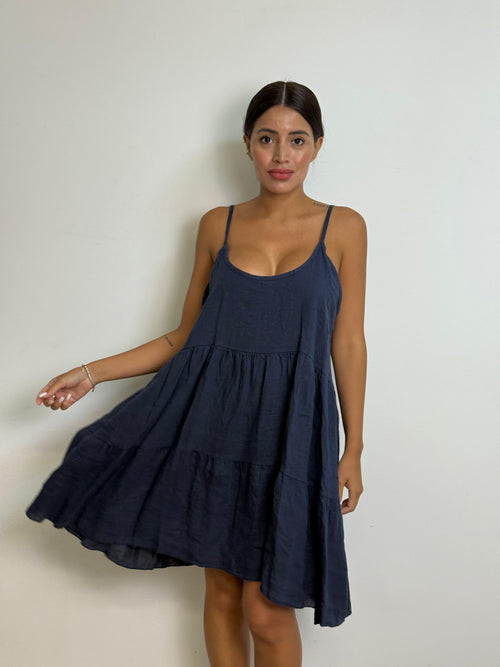 Abito a balze  di lino