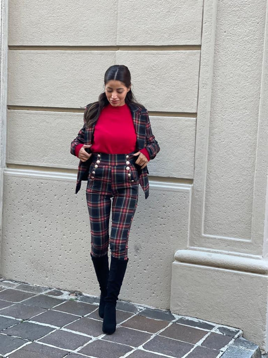 Pantalone con bottoni scozzese