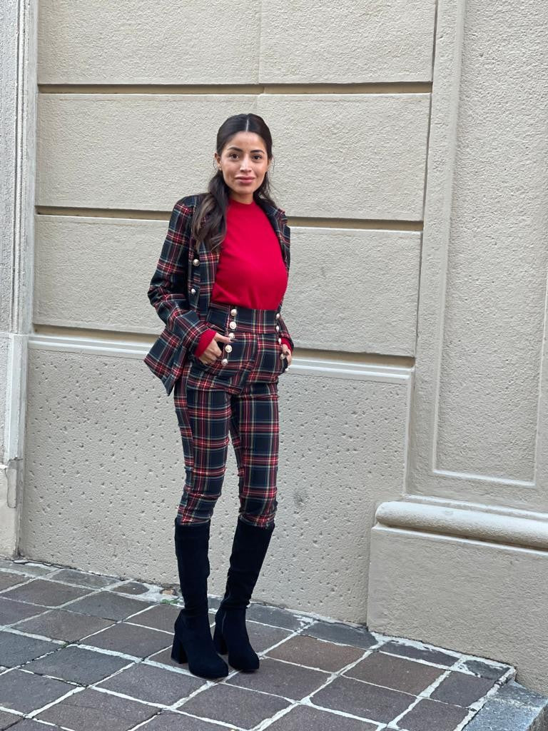 Pantalone con bottoni scozzese