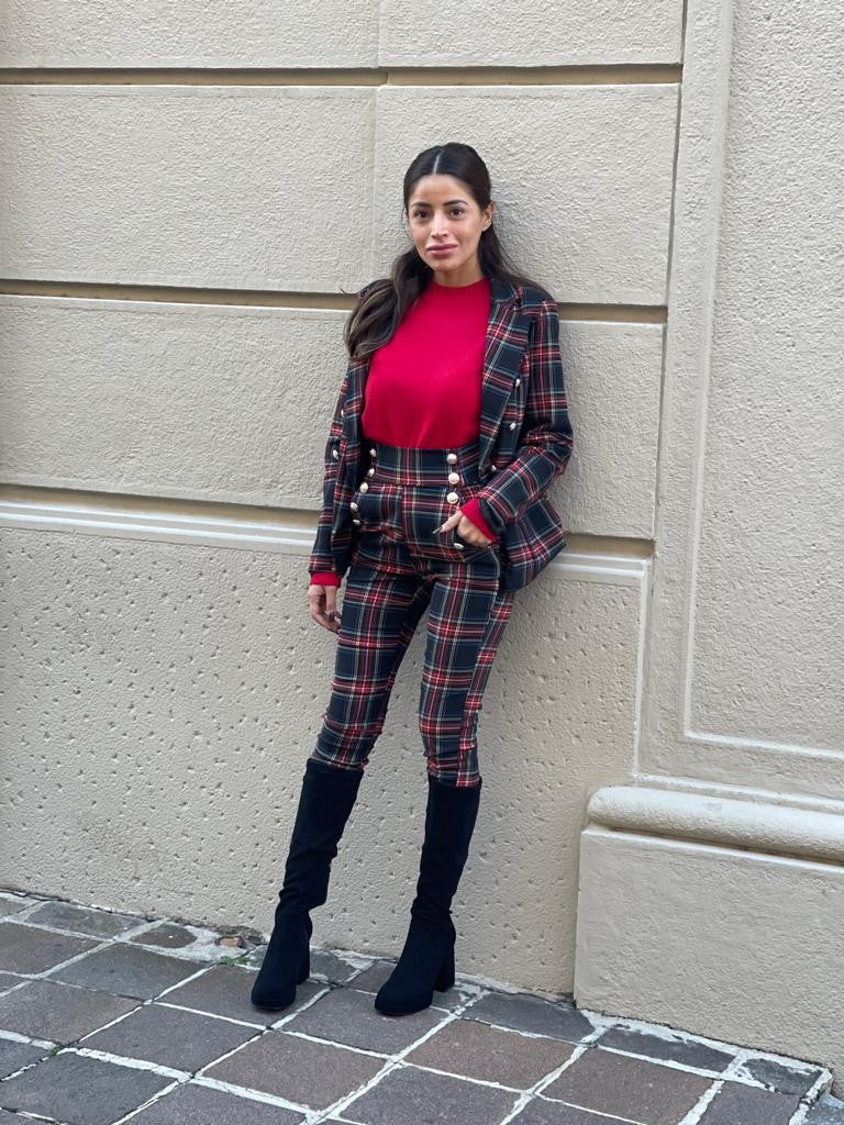 Pantalone con bottoni scozzese