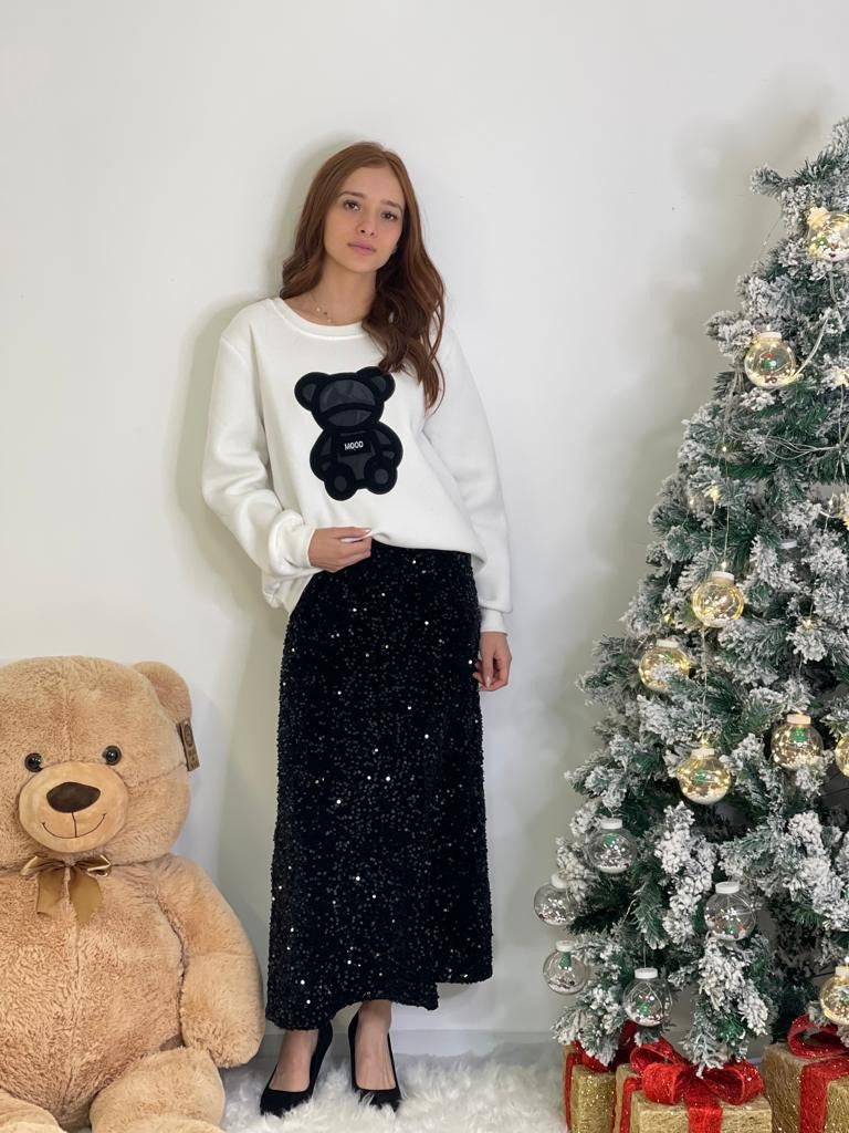 Gonna con paiettes svasata