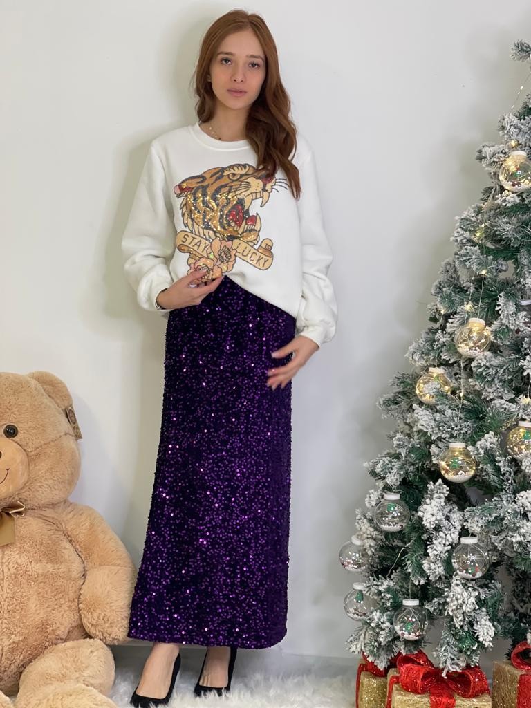 Gonna con paiettes svasata