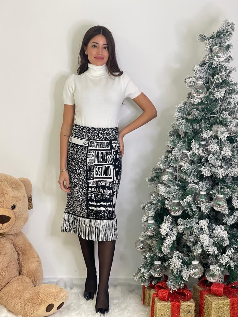 Gonna longuette con frange