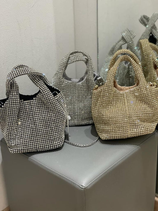 Borsa secchiello con strass