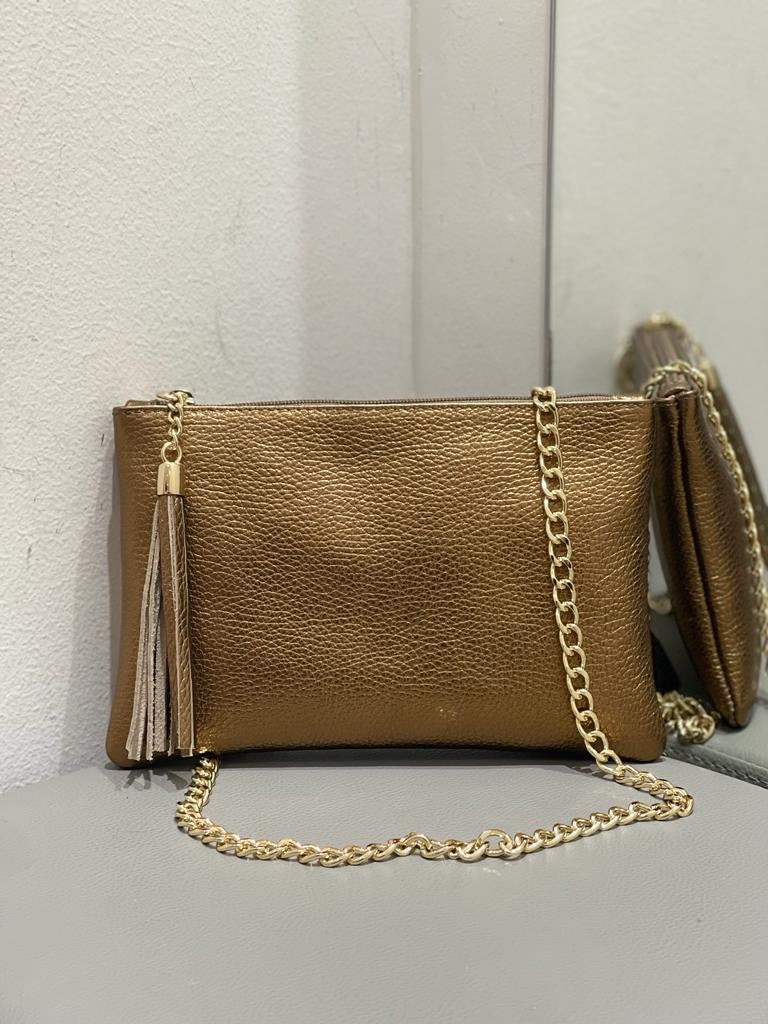 Mini pochette in vera pelle