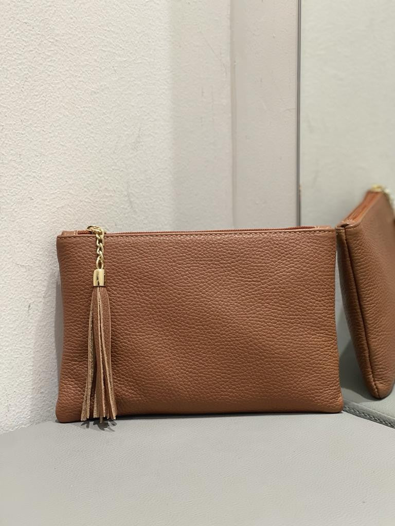 Mini pochette in vera pelle