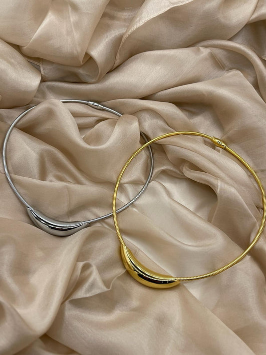COLLANA GIROCOLLO MEZZALUNA ACCIAIO