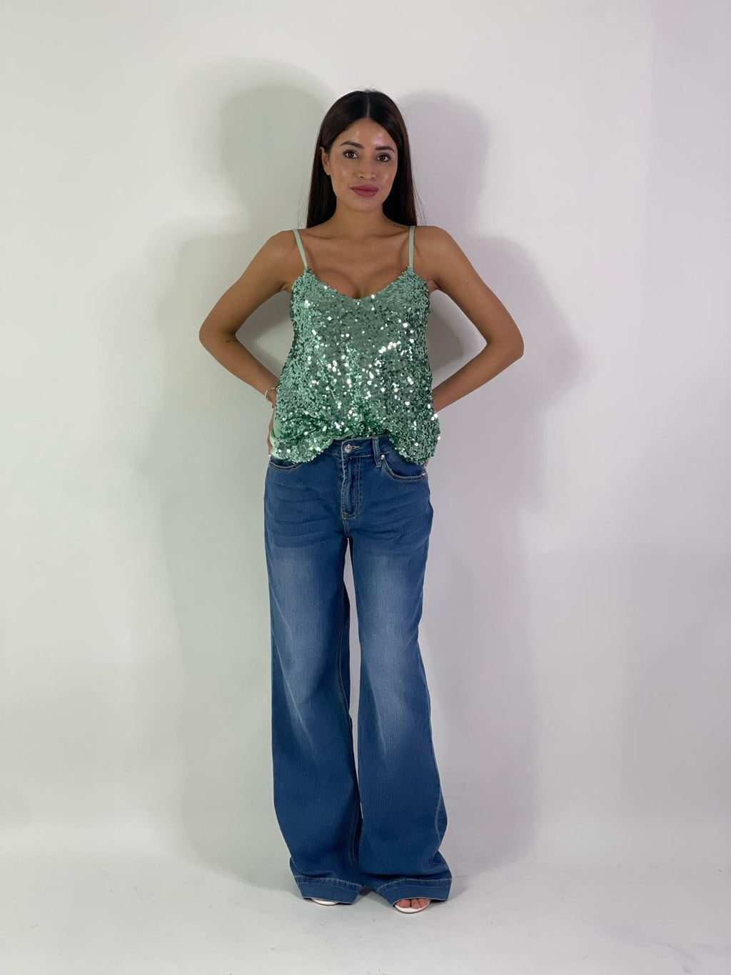 Canotta in paillettes