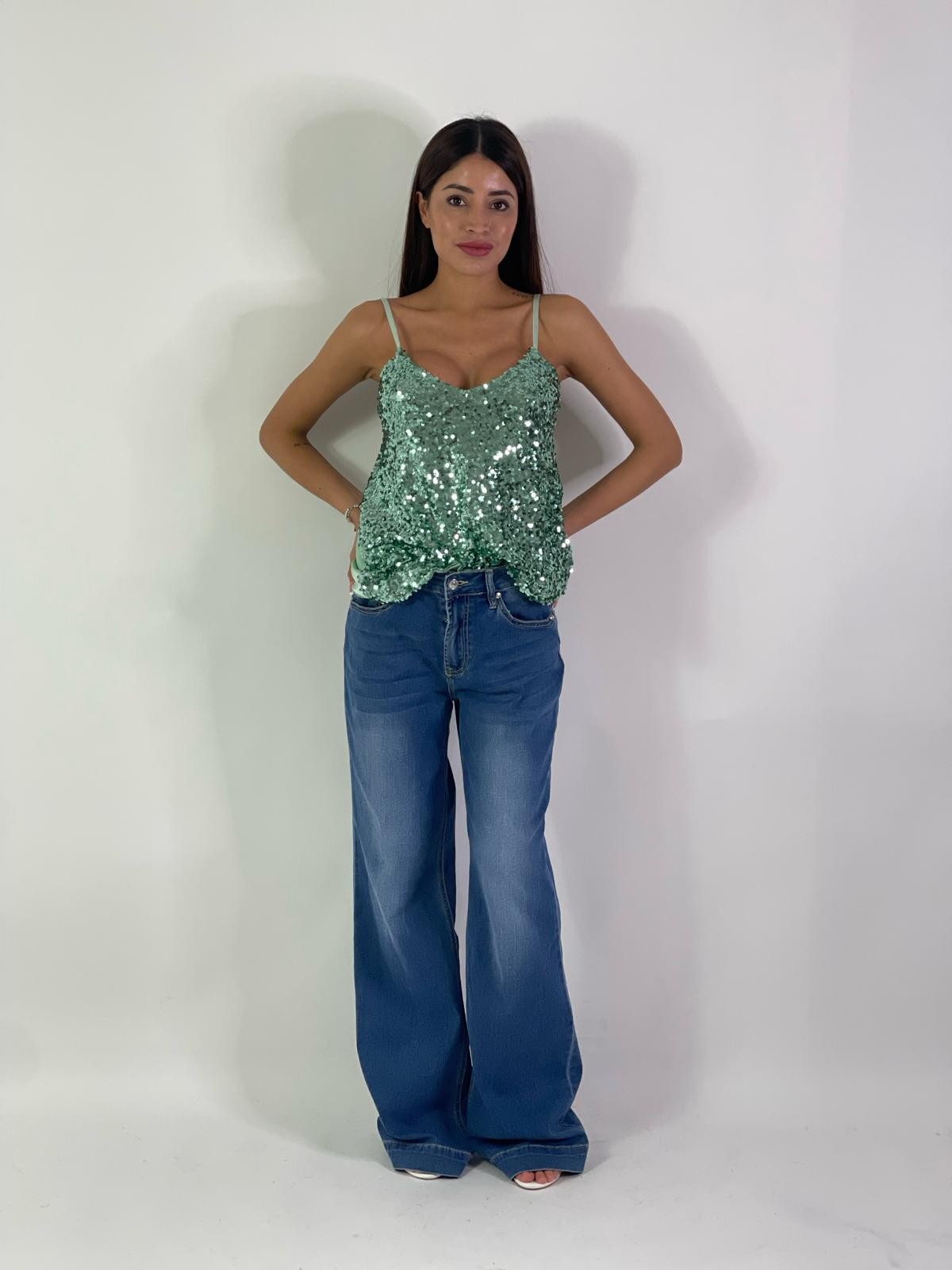 Canotta in paillettes