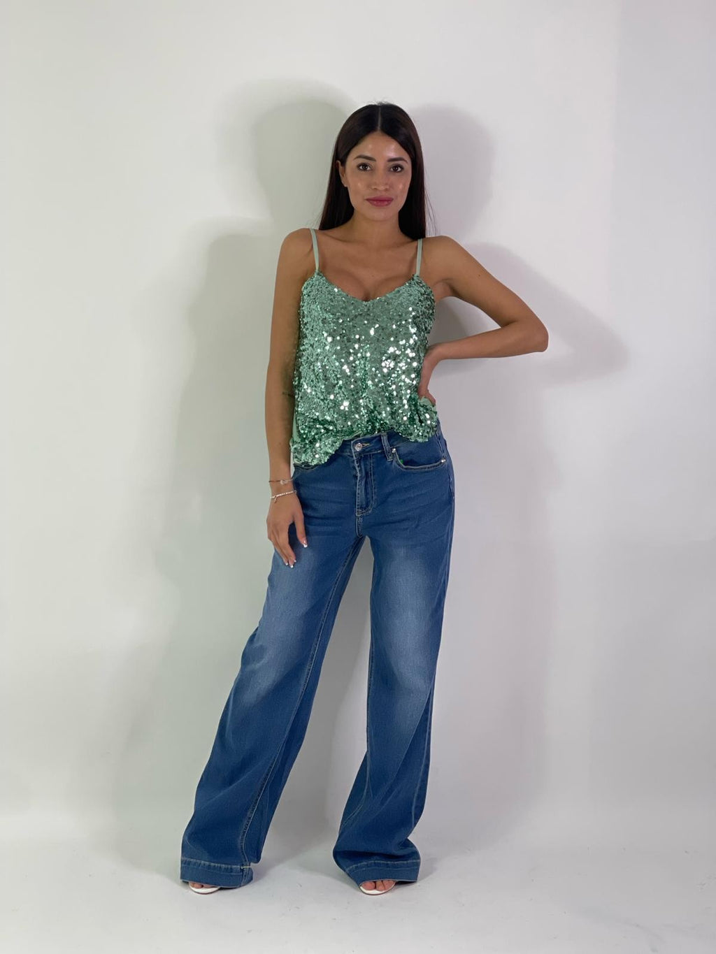 Canotta in paillettes