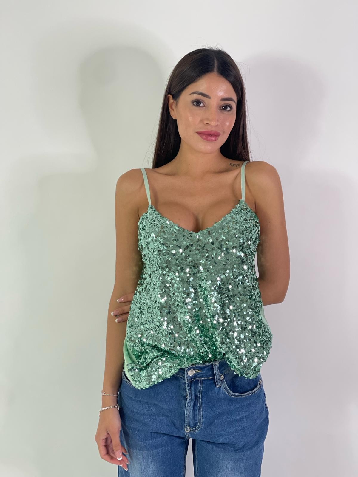 Canotta in paillettes