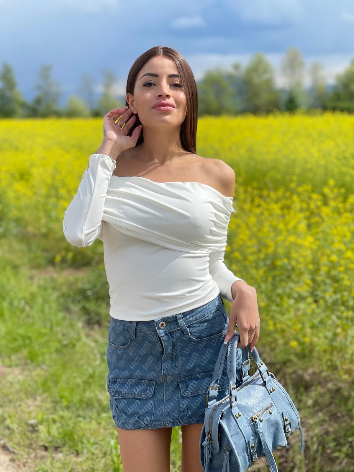 Minigonna cargo in jeans