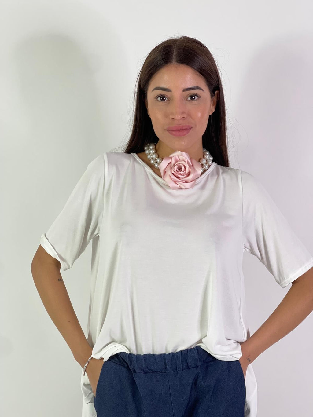 COLLANA PERLE E FIORE