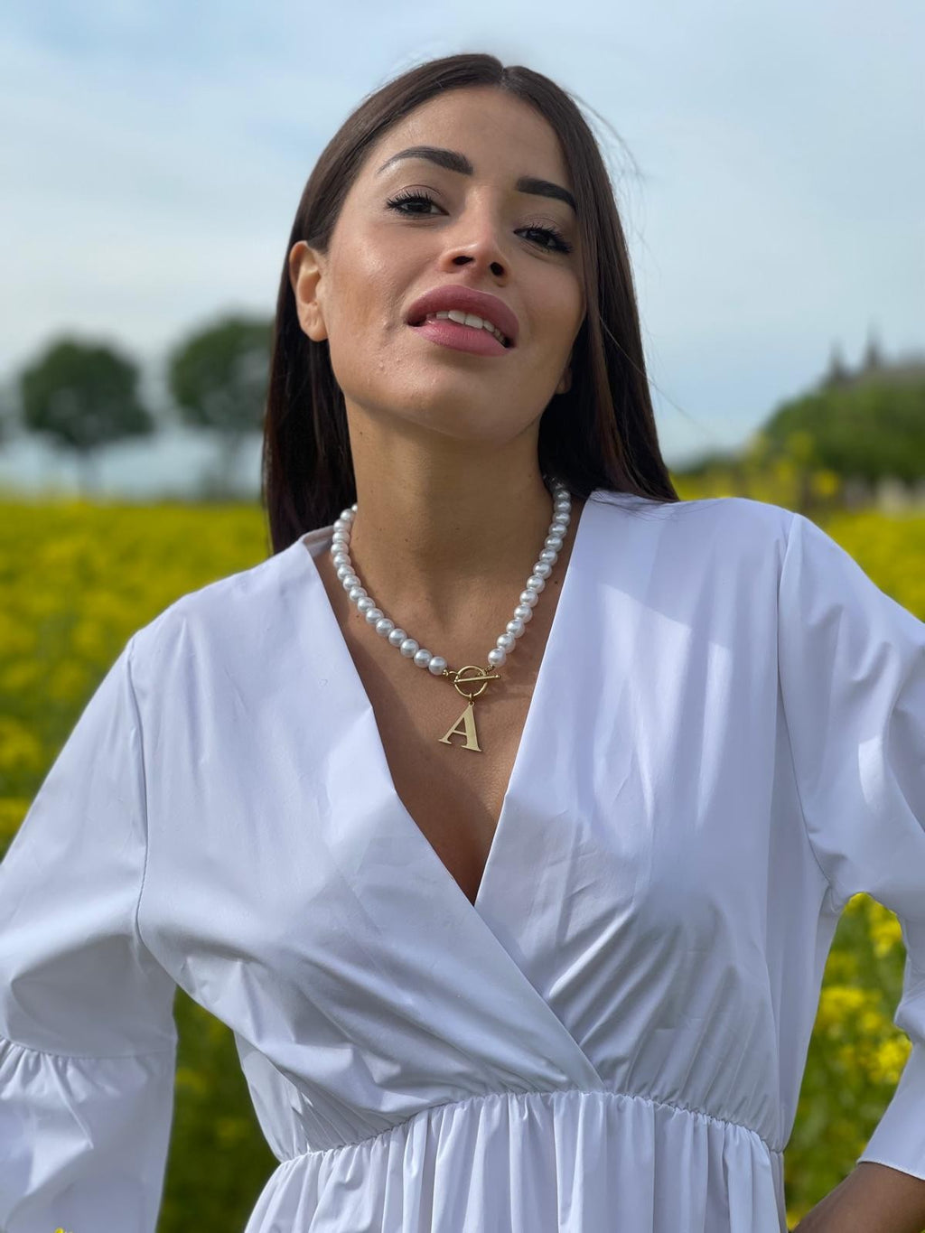 Collana lettere con perline