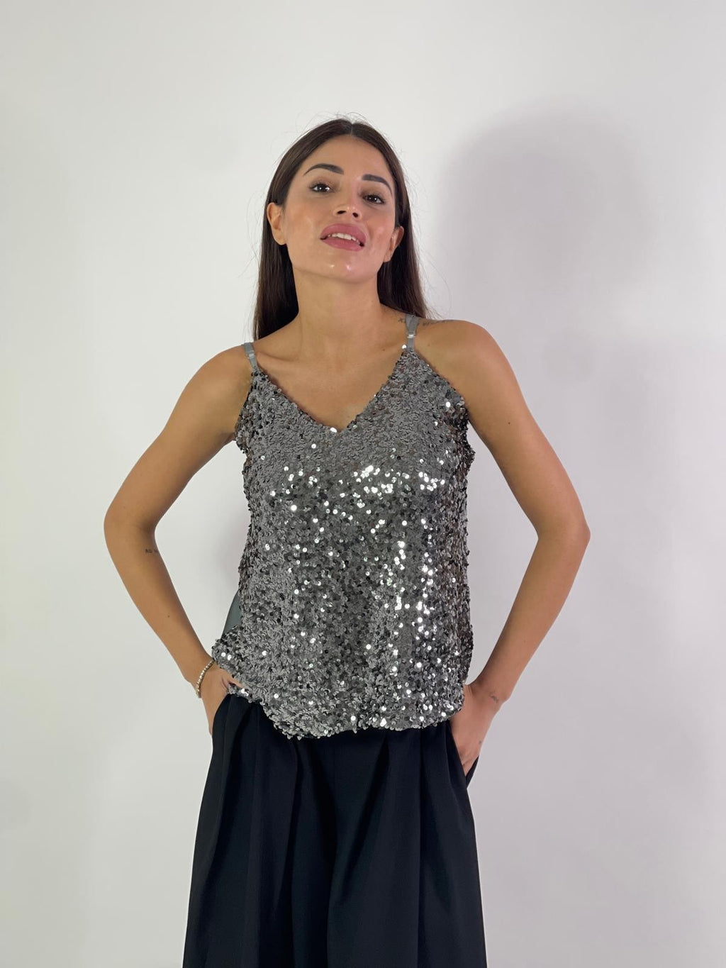 Canotta in paillettes