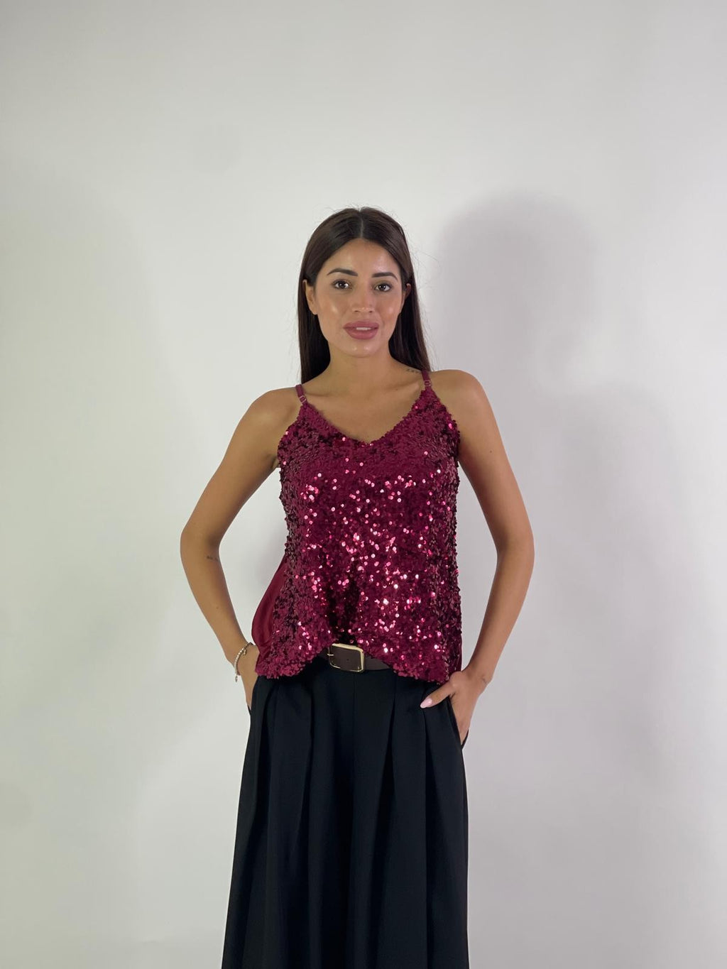 Canotta in paillettes