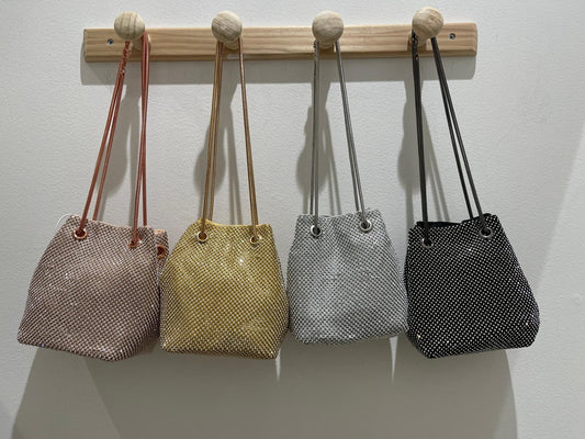 Borsa a secchiello con strass
