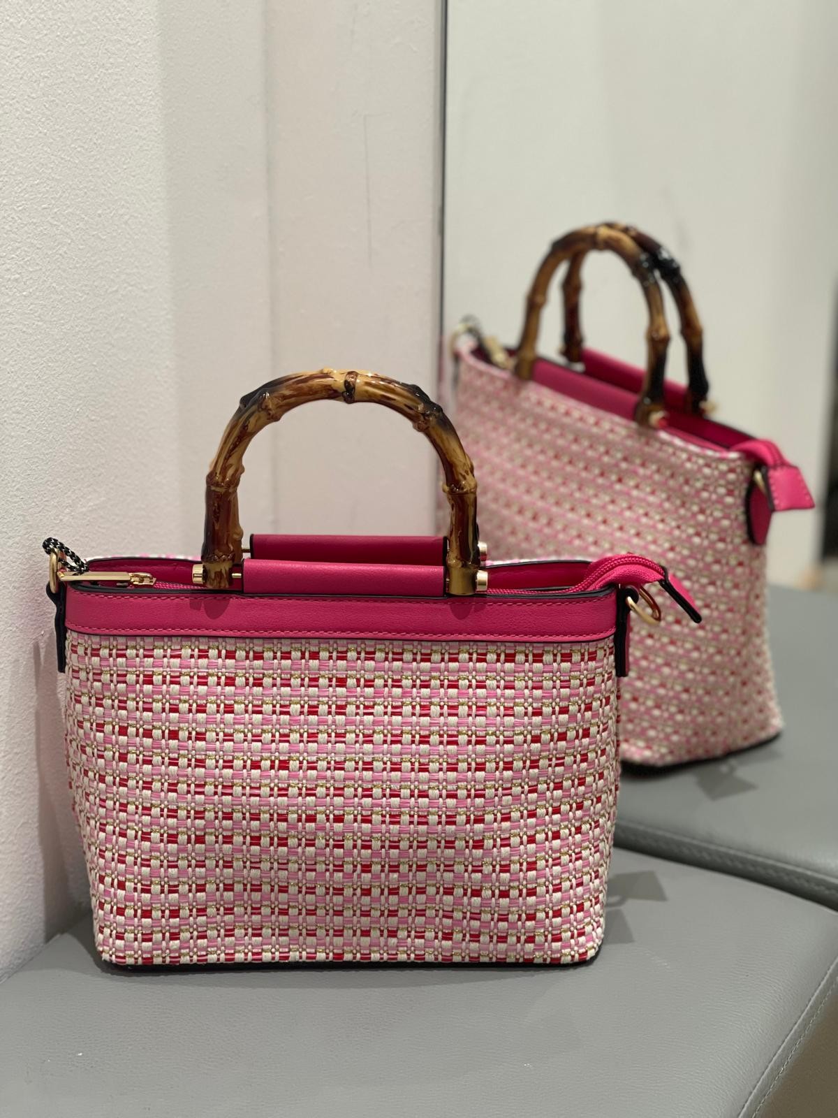 Borsa chantal con manico Bambù