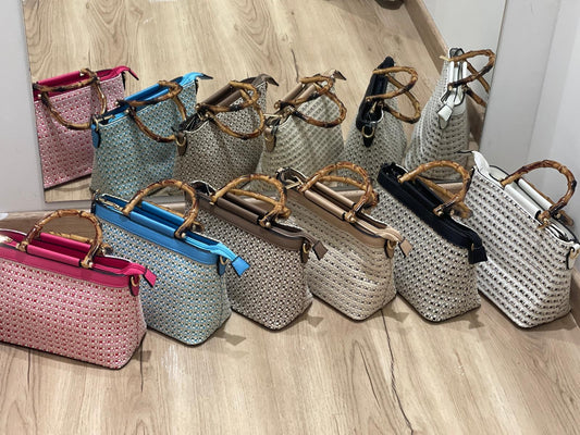Borsa chantal con manico Bambù
