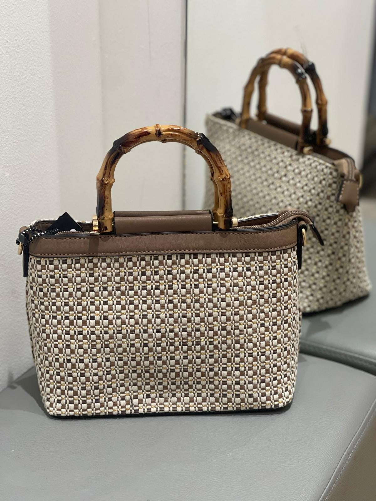 Borsa chantal con manico Bambù