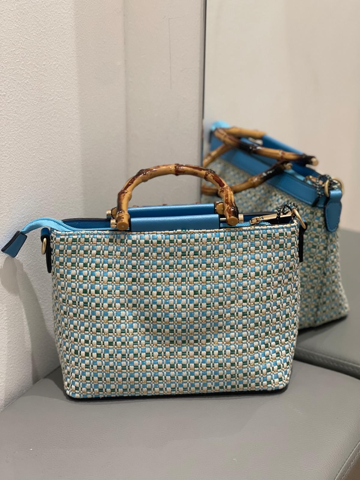 Borsa chantal con manico Bambù