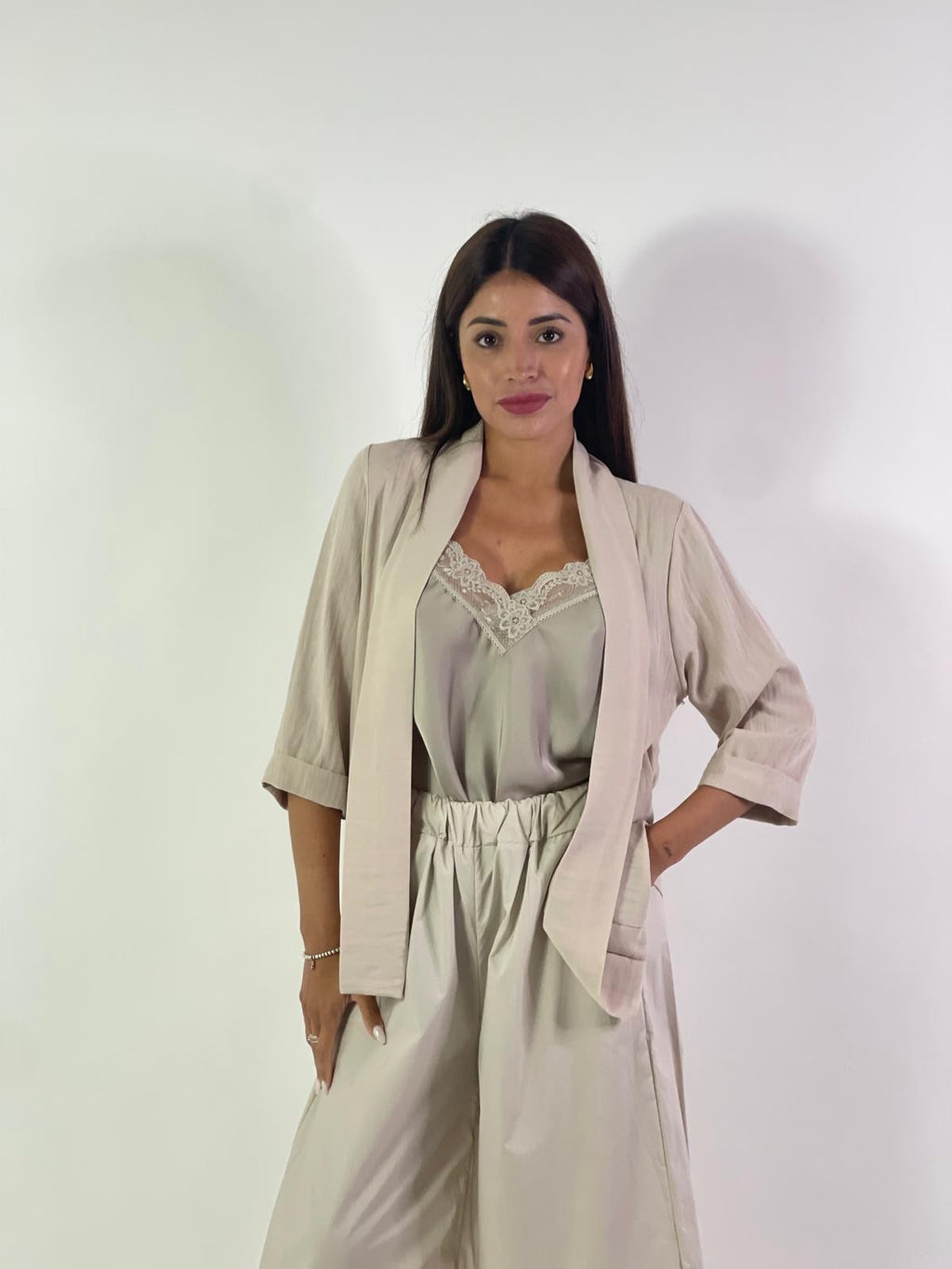 Cardigan misto lino cotone