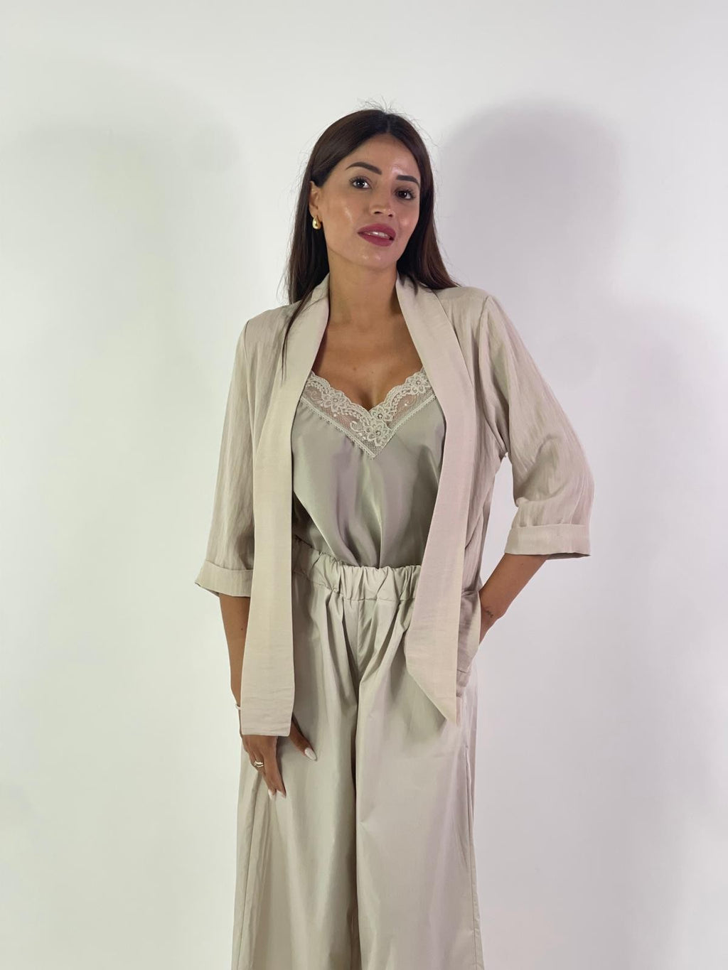 Cardigan misto lino cotone