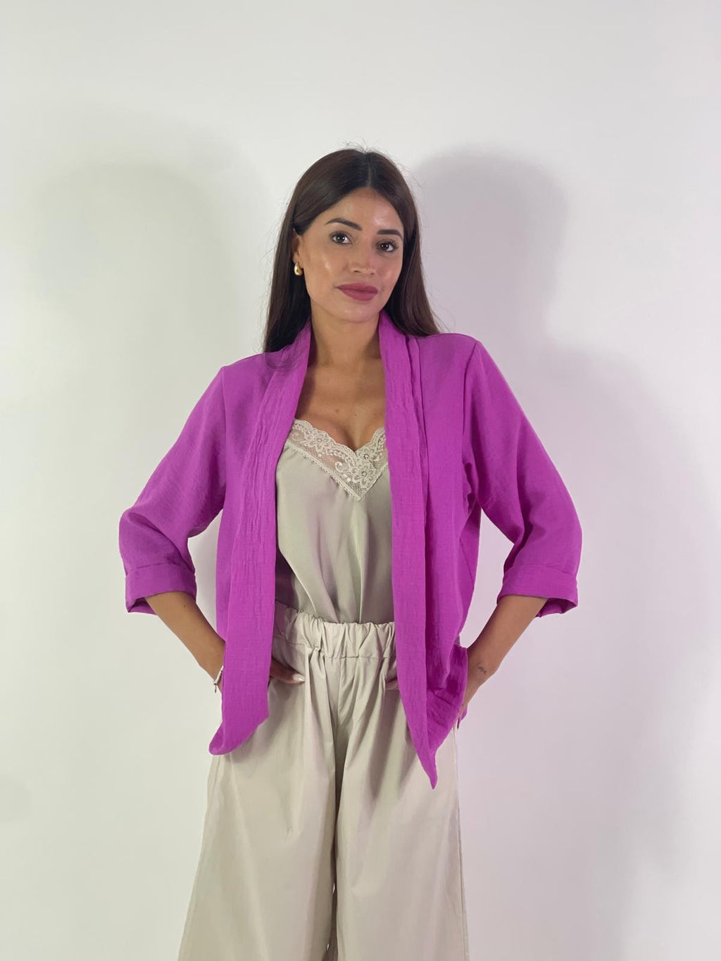 Cardigan misto lino cotone