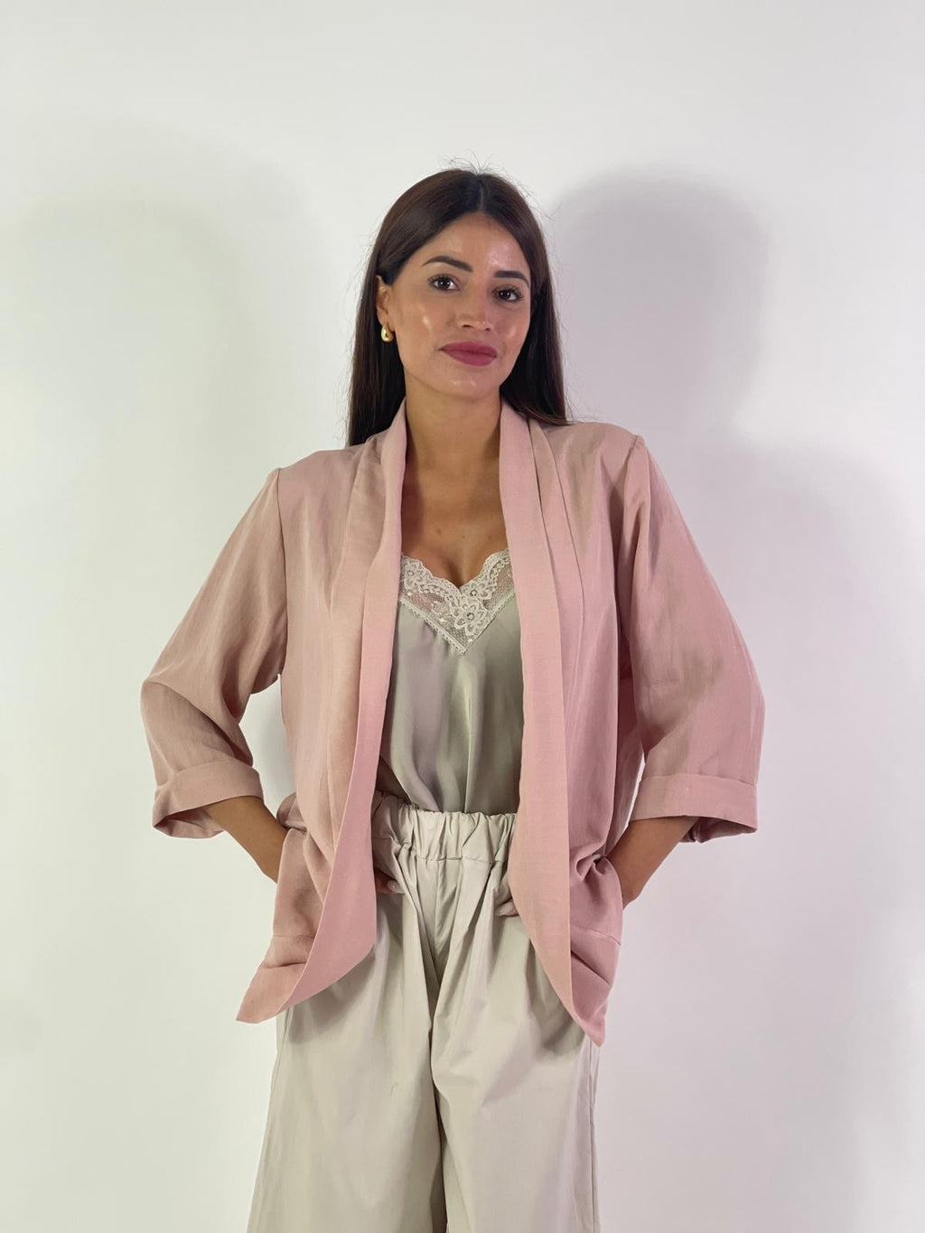 Cardigan misto lino cotone