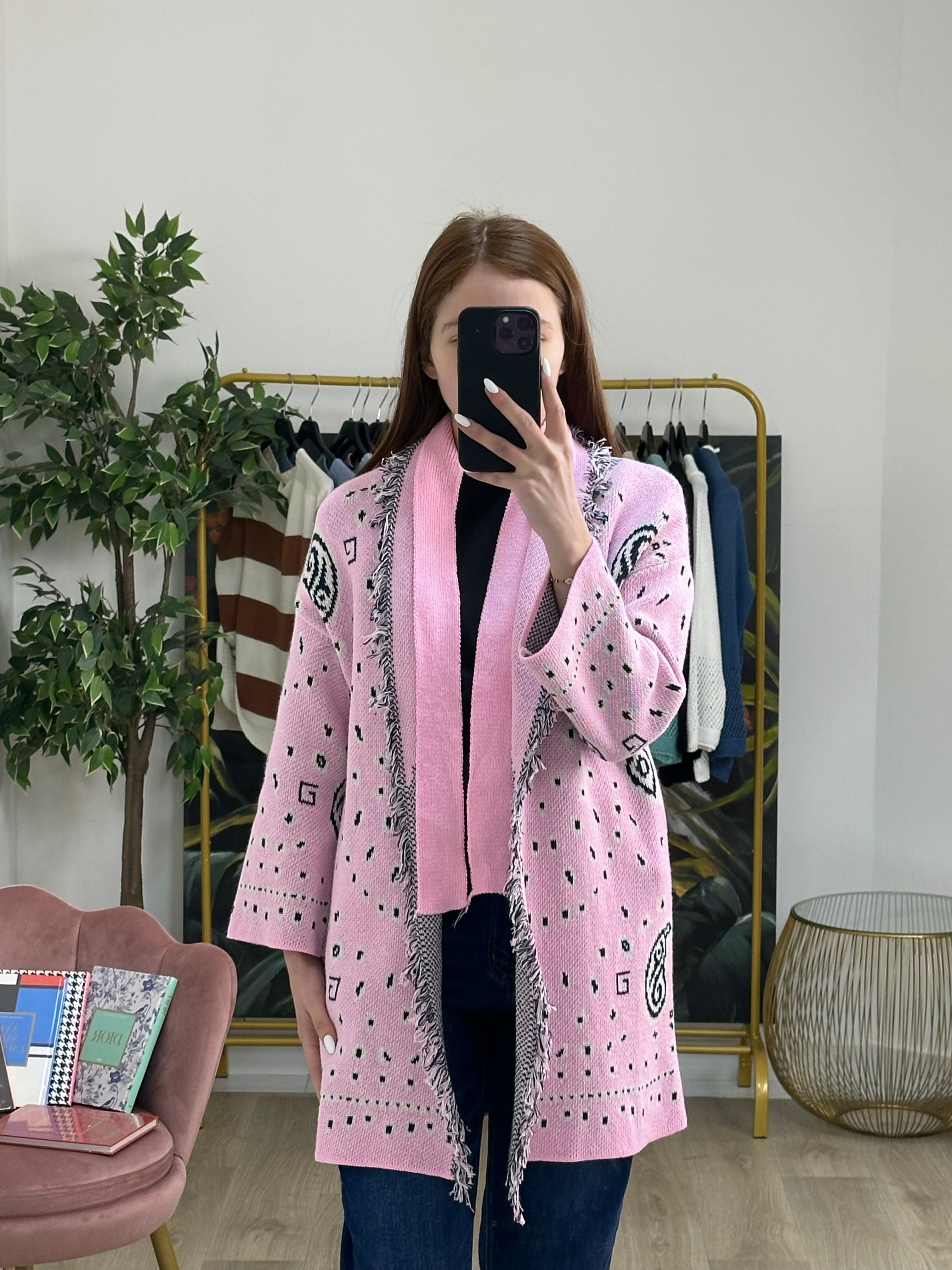 Cardigan Jacquard Etnico