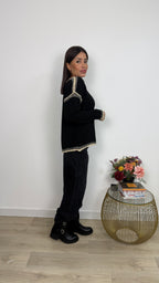 Jeans Ballon Nero con Tasca Dupla Laterale