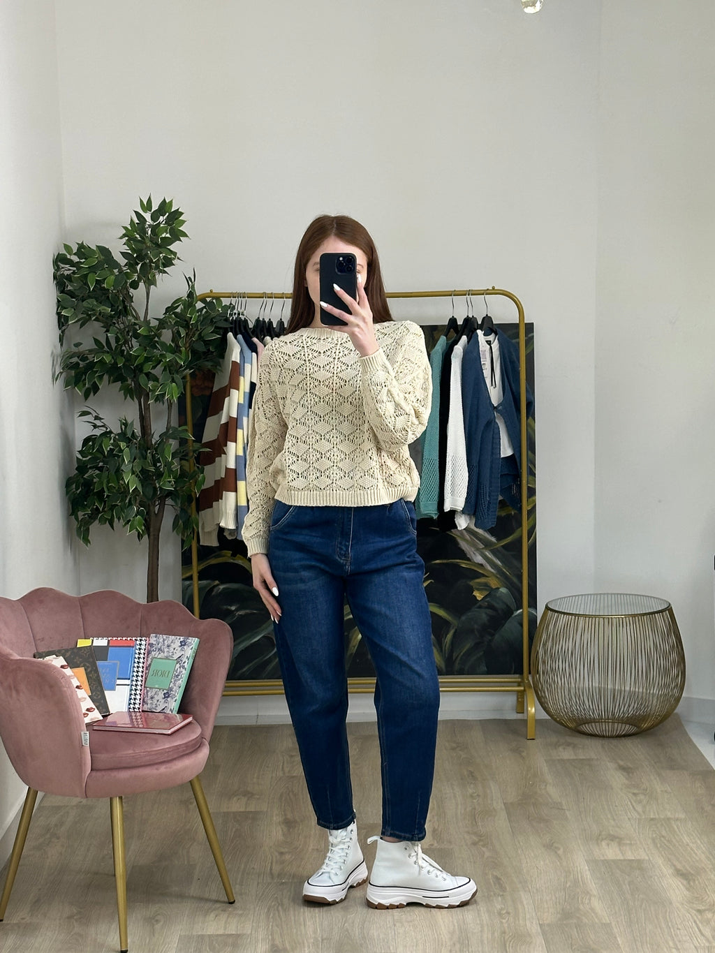 Maglioncino in Maglia Traforato in Cotone