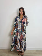 Abito scollo v con stampe