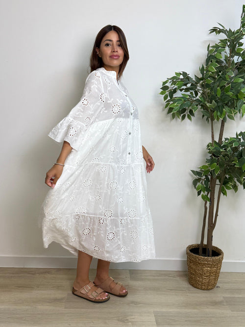 Abito a balze pizzo sangallo