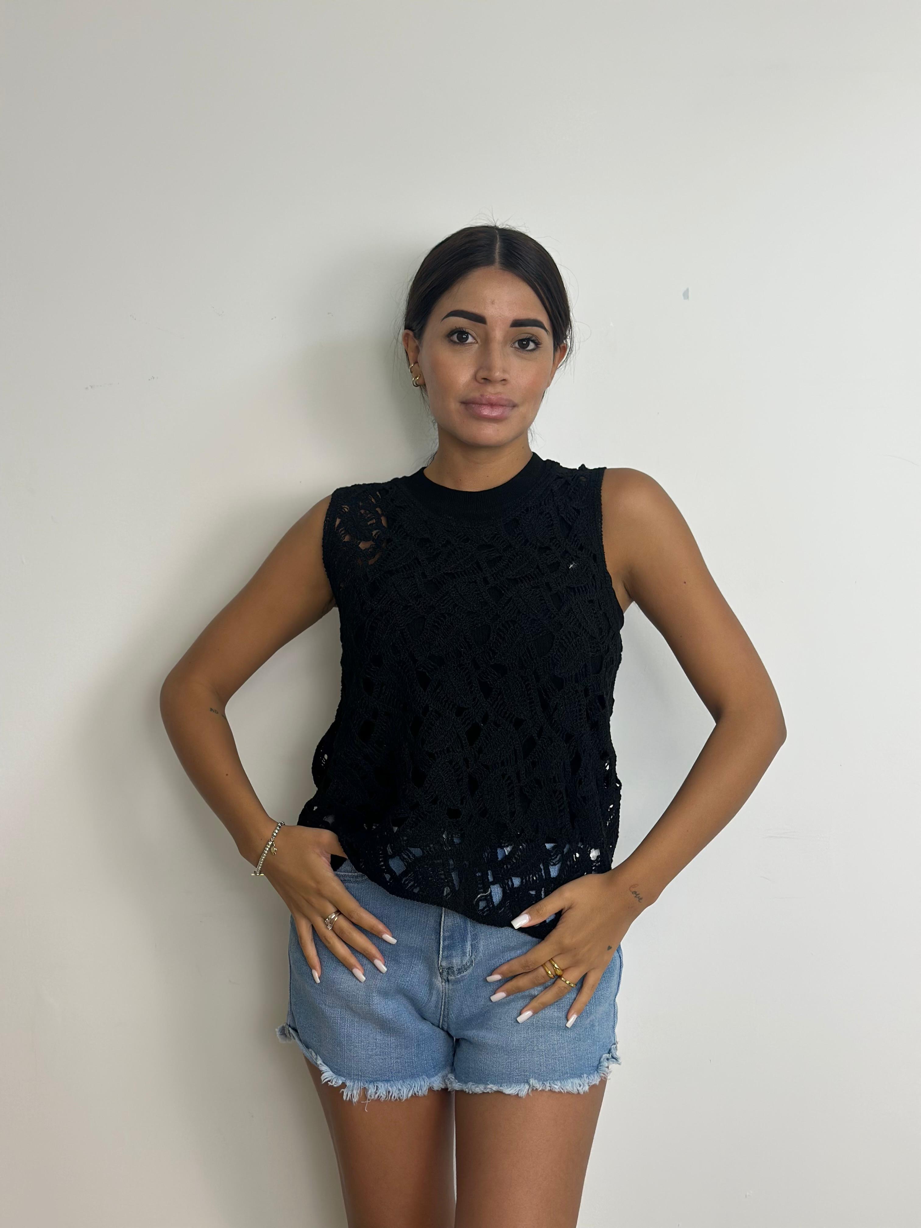 Canotta uncinetto foglie