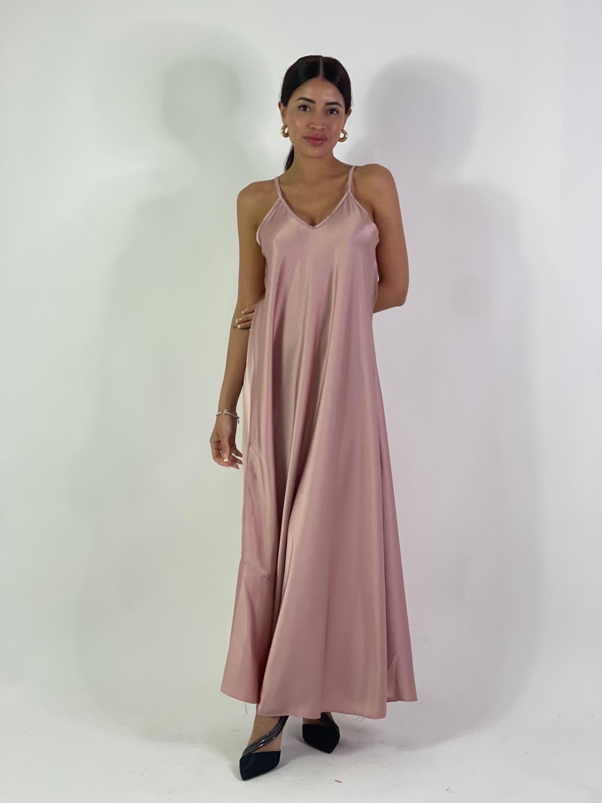 Abito in raso scollo V