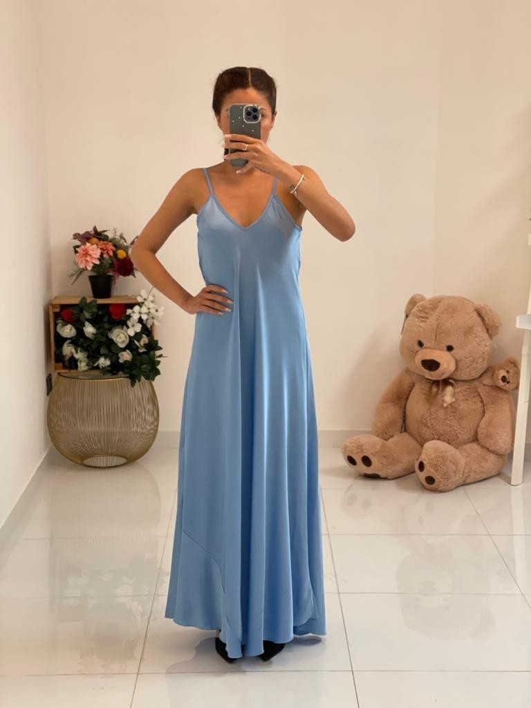 Abito in raso scollo V