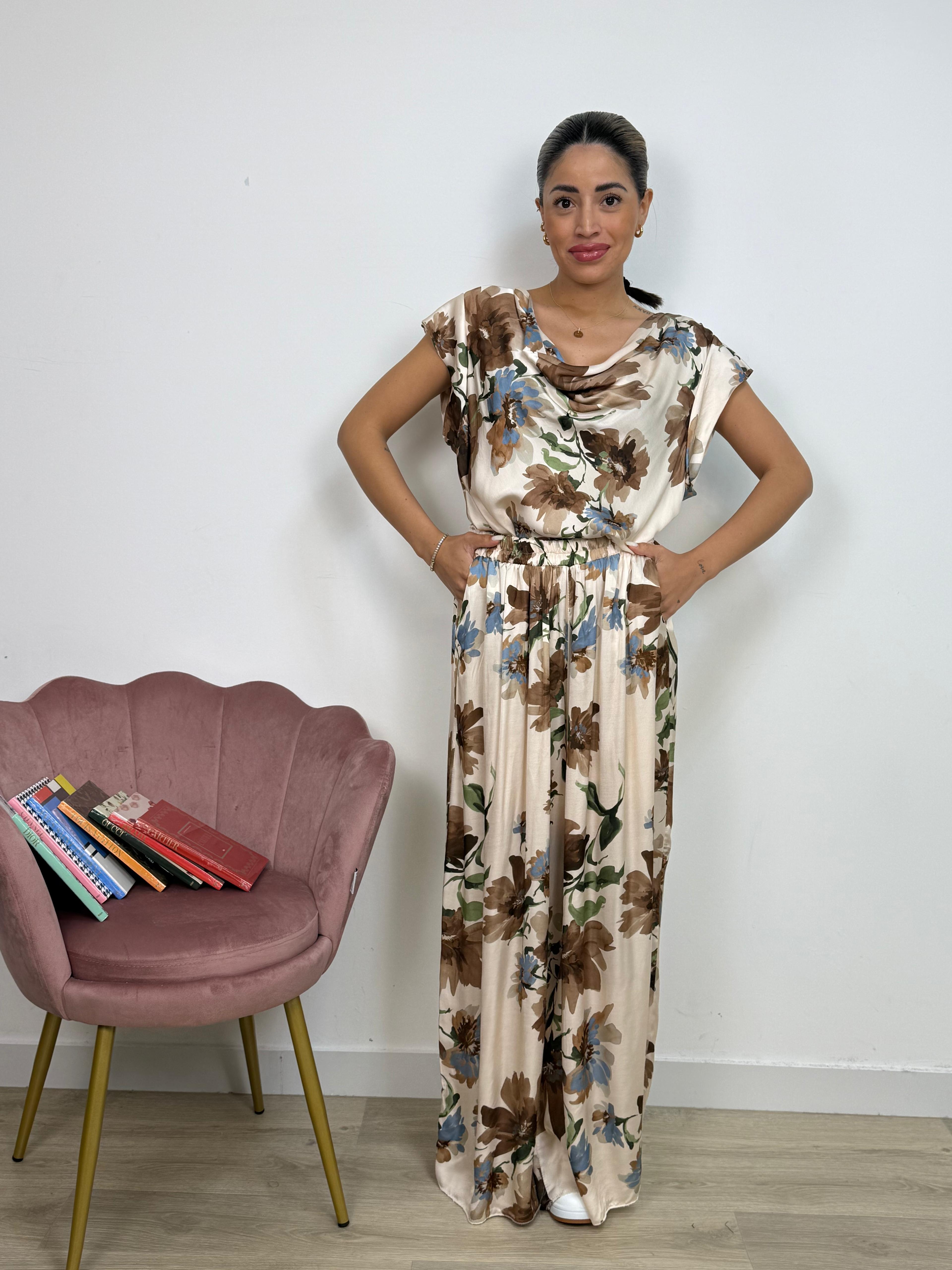 Pantalone Morbido Elasticizzato Fiorito