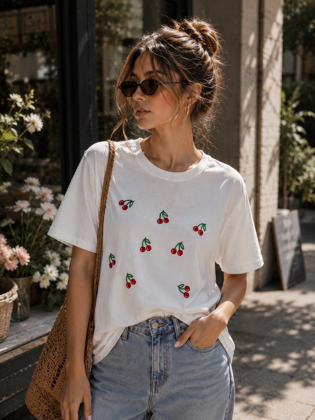 T-Shirt With Writes Ricamata