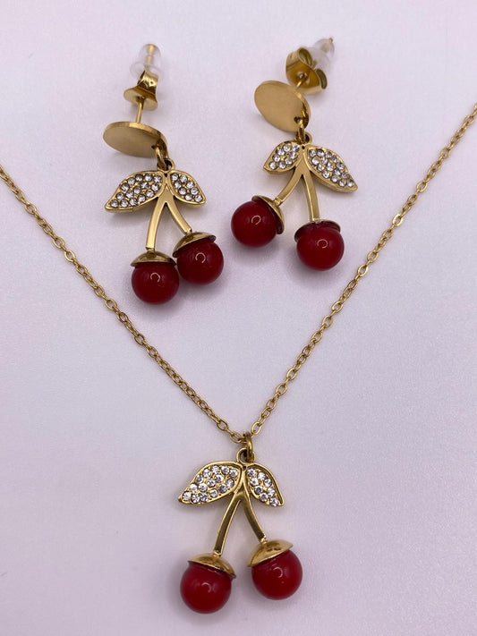 Collana baby ciliegia strass