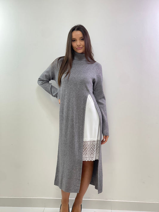 Abito maglia lungo con spacco