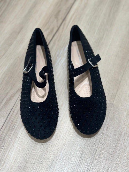 Ballerine in camoscio con strass