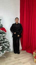 Pantalone a palazzo in paillettes