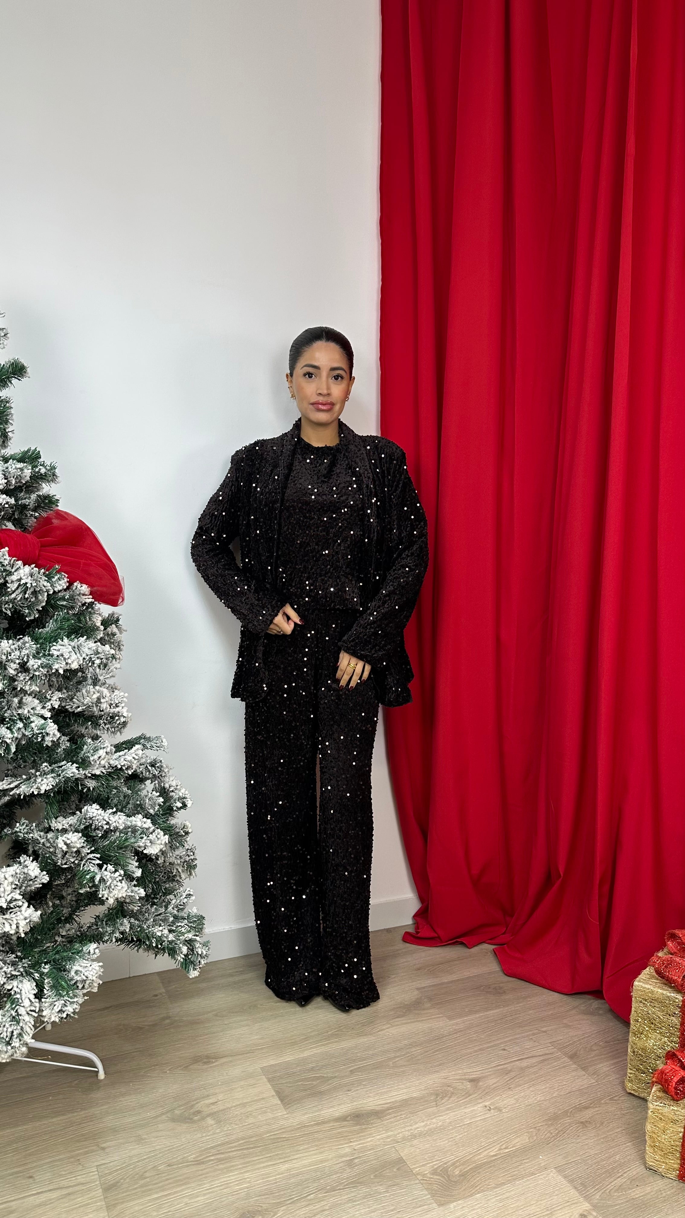 Pantalone a palazzo in paillettes