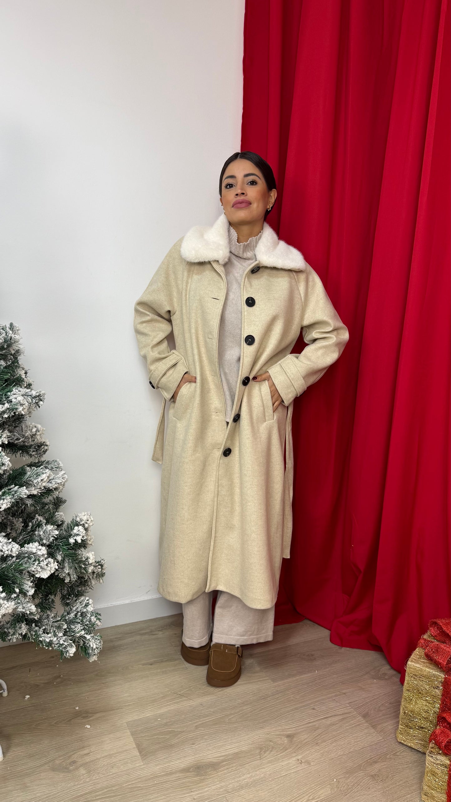 cappotto con pelo removibile