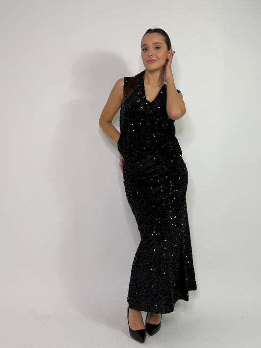 Gonna in ciniglia con paillettes