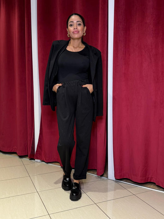 Pantalone black strass